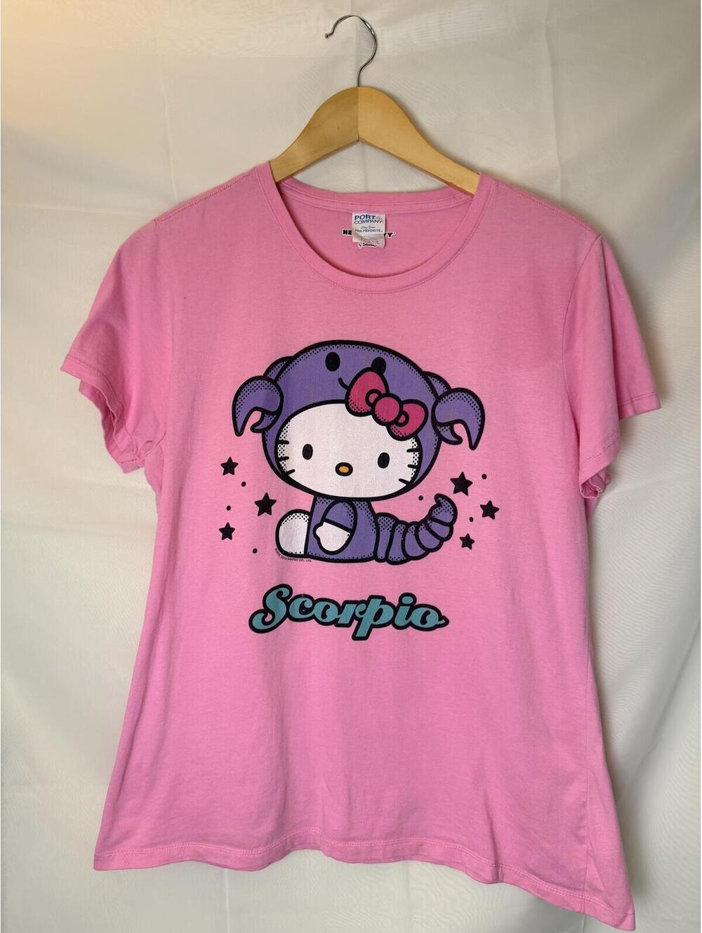 Hello Kitty Scorpio Zodiac Pink Graphic T-Shirt Women Large